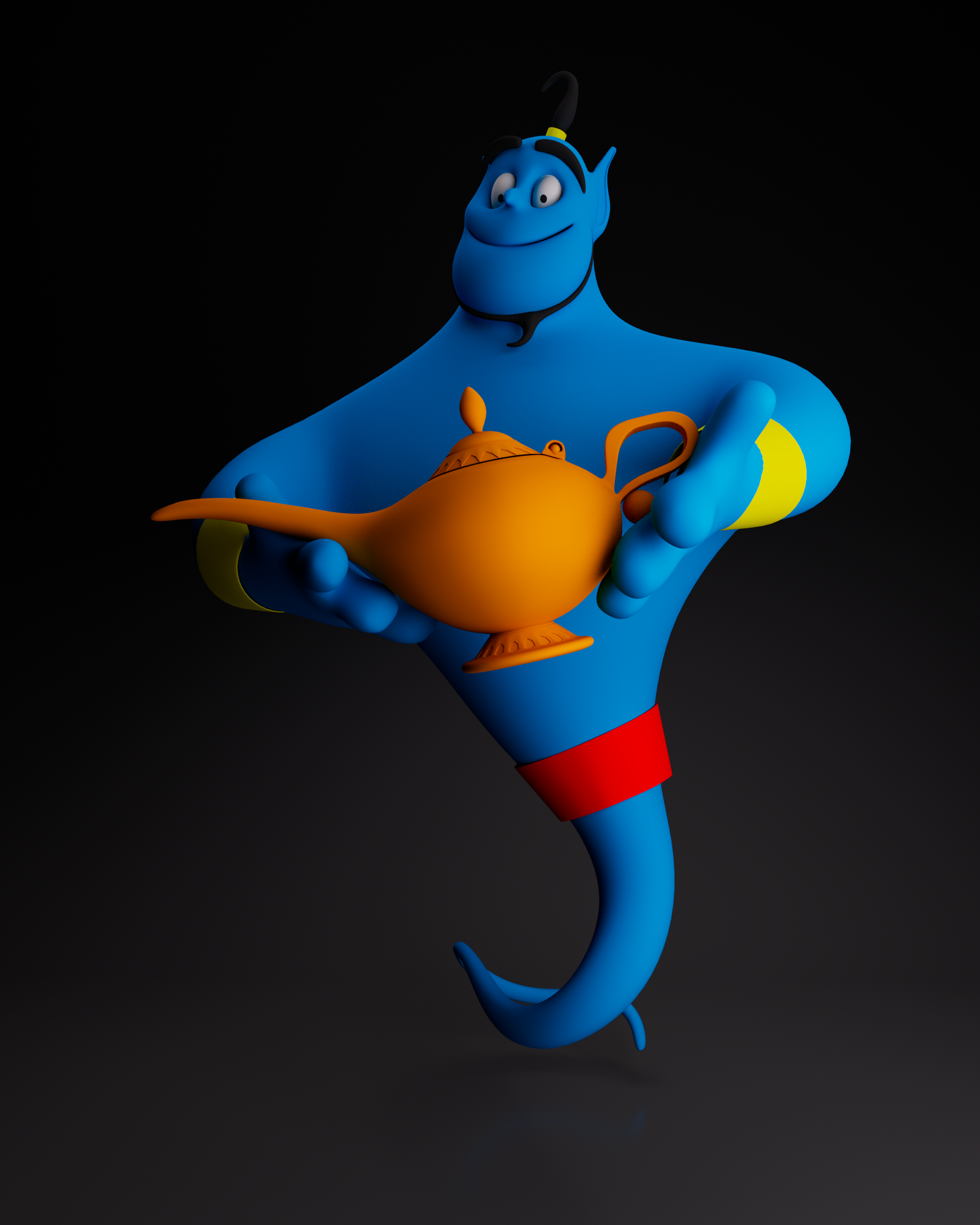 Genio e a Lâmpada, modelo esculpido em 3D